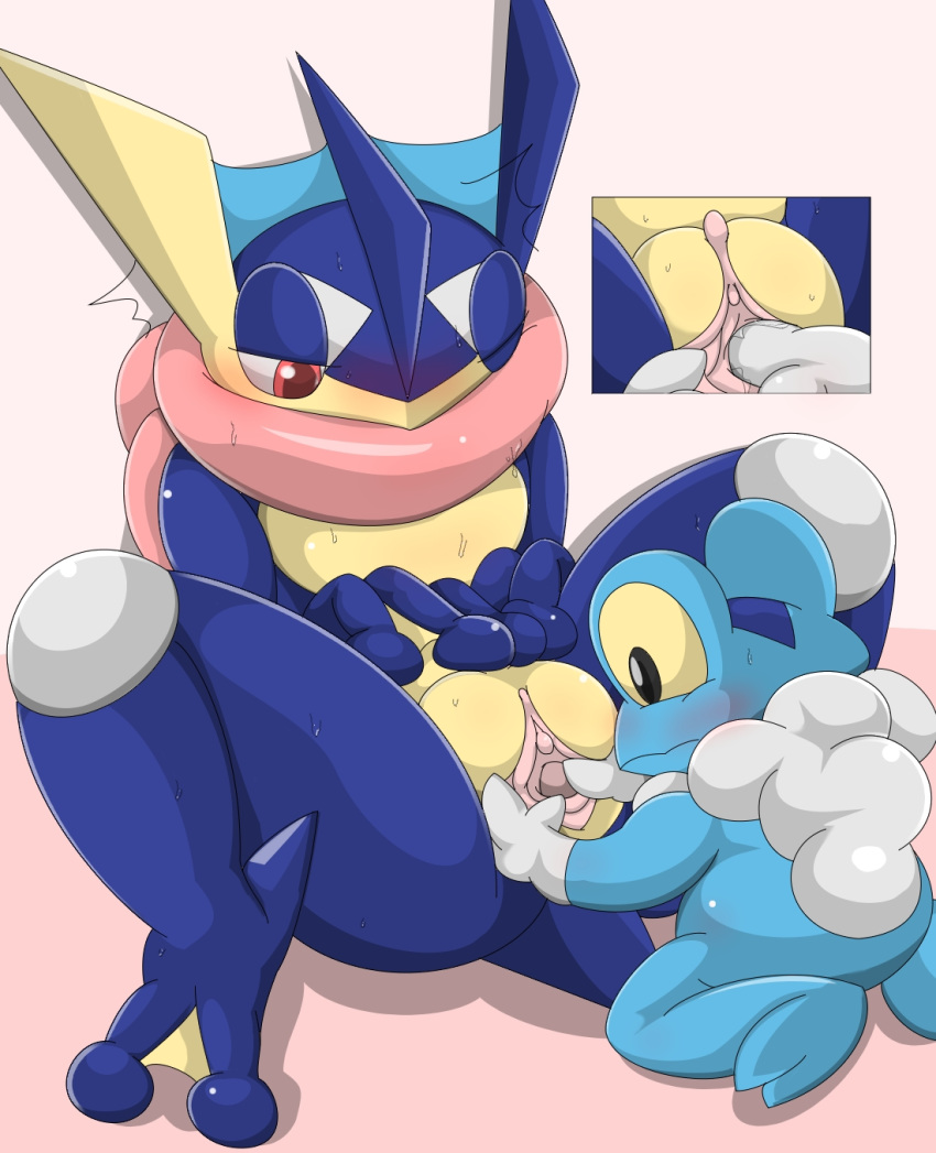 amphibian anthro blush clitoris female fingering froakie greninja nintendo pokémon_(species) pokemon pokemon_(species) pussy red_eyes spread_pussy spreading tagme tongue tongue_out type video_games