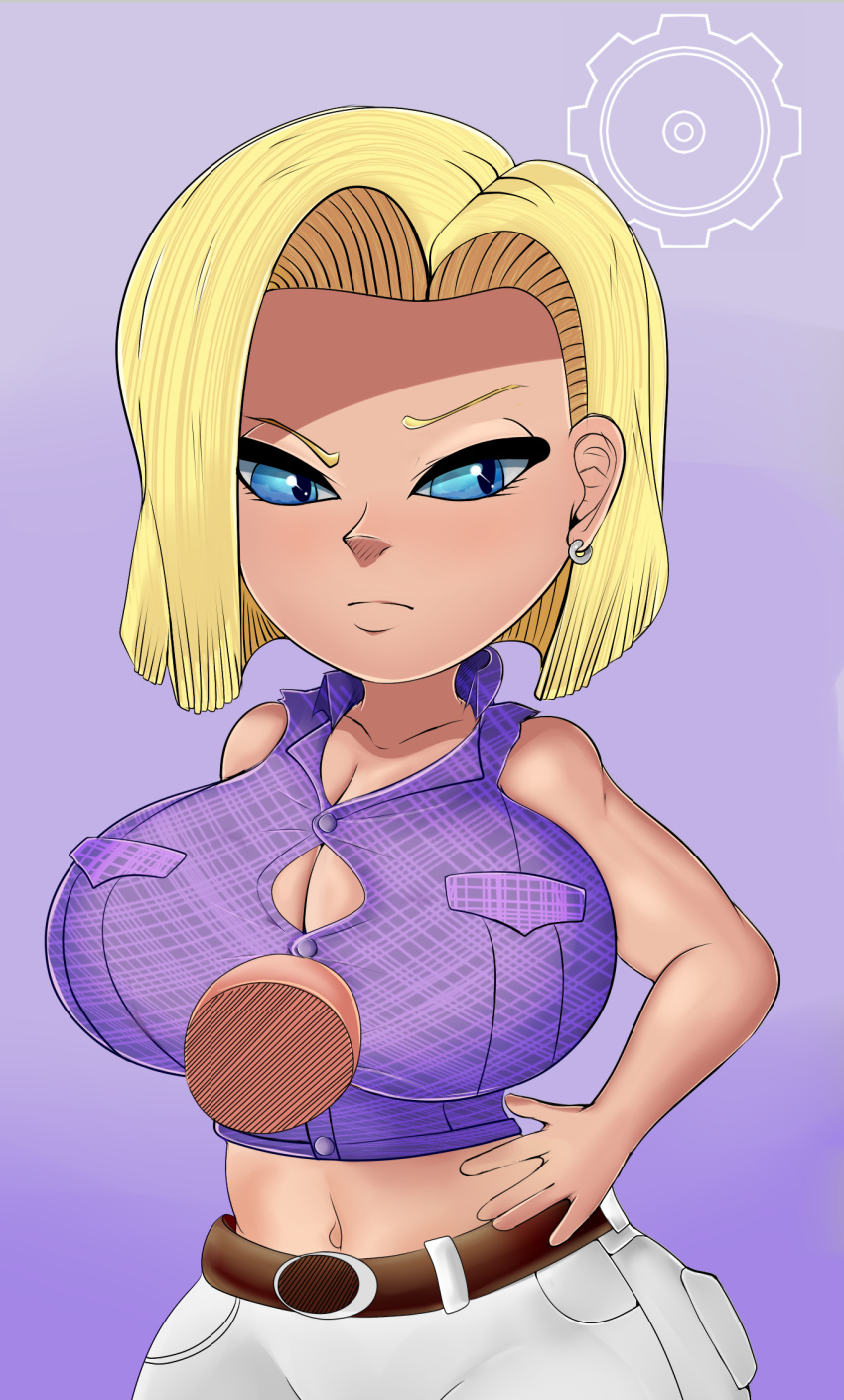 1girls alternate_version_available android_18 blonde_hair blue_eyes cameltoe cleavage clothed_paizuri curvy dragon_ball erect_nipples female huge_areolae huge_ass huge_breasts krill krillin kuririn paizuri paizuri_under_clothes puffy_nipples short_hair shorty_stories thick_lips voluptuous wide_hips