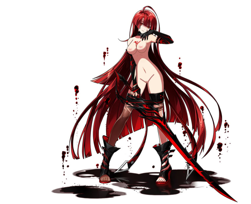 breasts edit elesis_(elsword) elsword falmataz pussy red_hair transparent_background uncensored