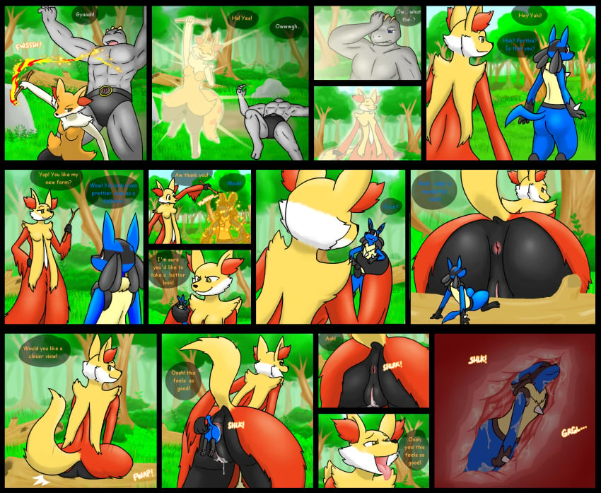 anal_vore anthro anus braixen delphox evolution female fight livinlovindude machoke magic nintendo perthia pokémon_(species) pokemon pokemon_(species) presenting pussy shrinking sitting video_games vore wand yukinari