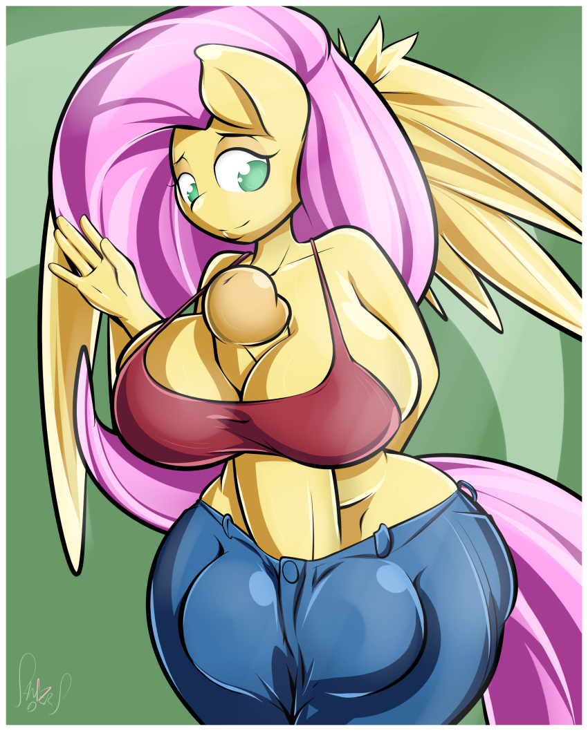 1futa 2018 absurd_res anthro border clothed clothing dickgirl digital_media_(artwork) equine feathered_wings feathers fluttershy_(mlp) friendship_is_magic furry futa_only futanari hair hand_behind_back hi_res humanoid_penis intersex long_hair mammal my_little_pony pegasus penis sanders solo solo_futa straight_hair white_border wings