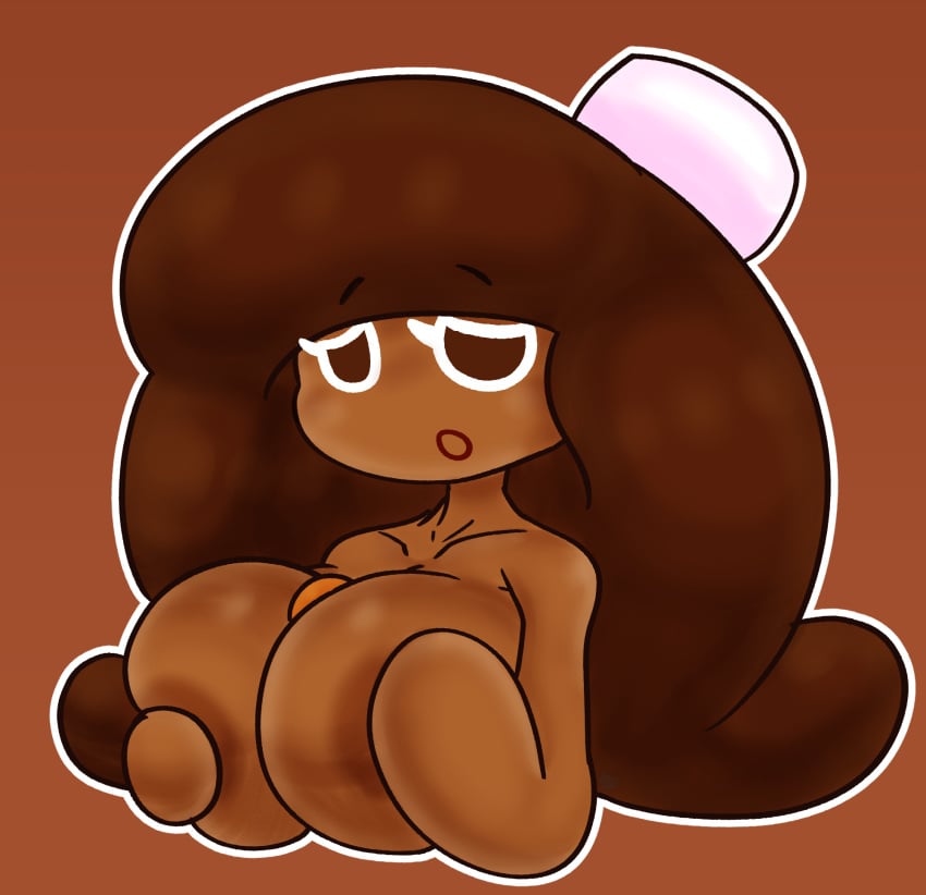 1girls 2018 big_boobs big_breasts breasts brown_background brown_eyes brown_hair brown_nipples cocoa_cookie cookie cookie_run cookie_run_kingdom cookie_run_ovenbreak cookiephilia dark-skinned_female disembodied_penis female female_focus headwear holding_own_breasts male marshmallow mob_face paizuri penis sex solo_focus thebluepopsicle30 titfuck titjob