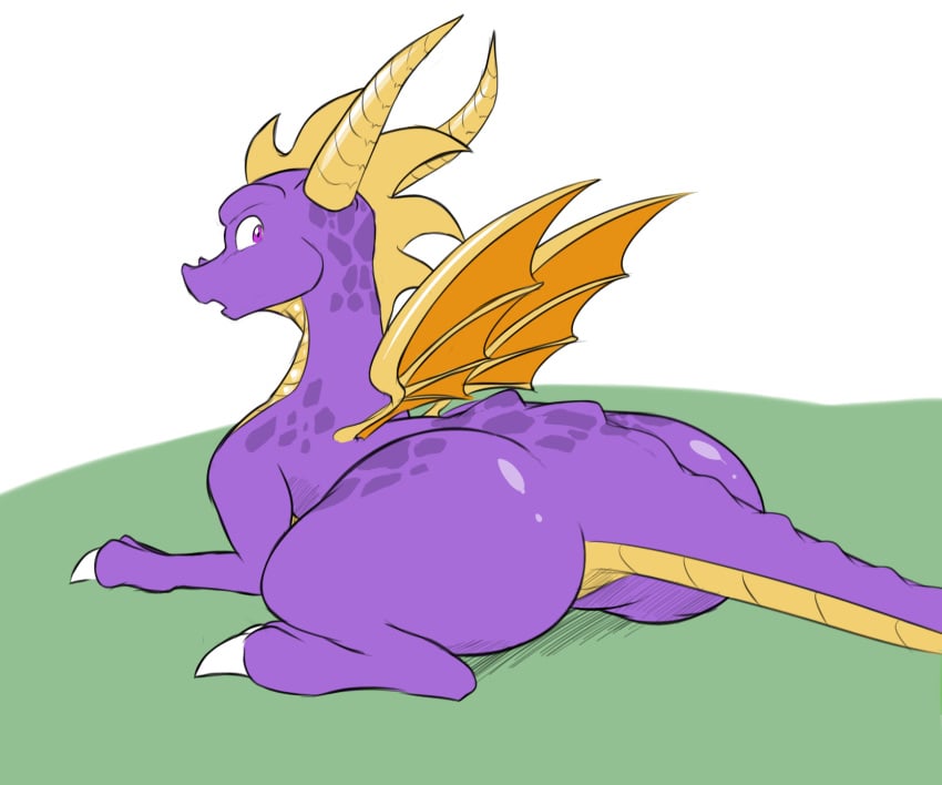 ass big_butt dragon feral horn looking_back male open_mouth presenting presenting_hindquarters seii3 solo spyro spyro_the_dragon thick_thighs video_games wings