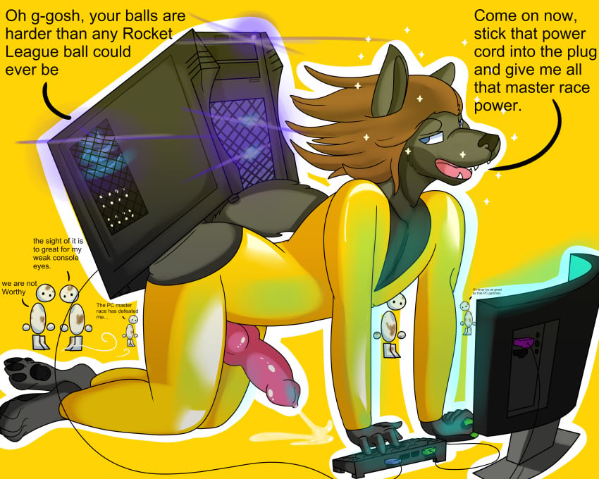 1boy anal anthro canine clothing computer console console_peasant cum furry glorious_pc_gaming_master_race jumpsuit keyboard knot male male_only mammal master monitor mouse peasant penetration penis rig rodent servo117 solo solo_focus tower wolf zero_punctuation