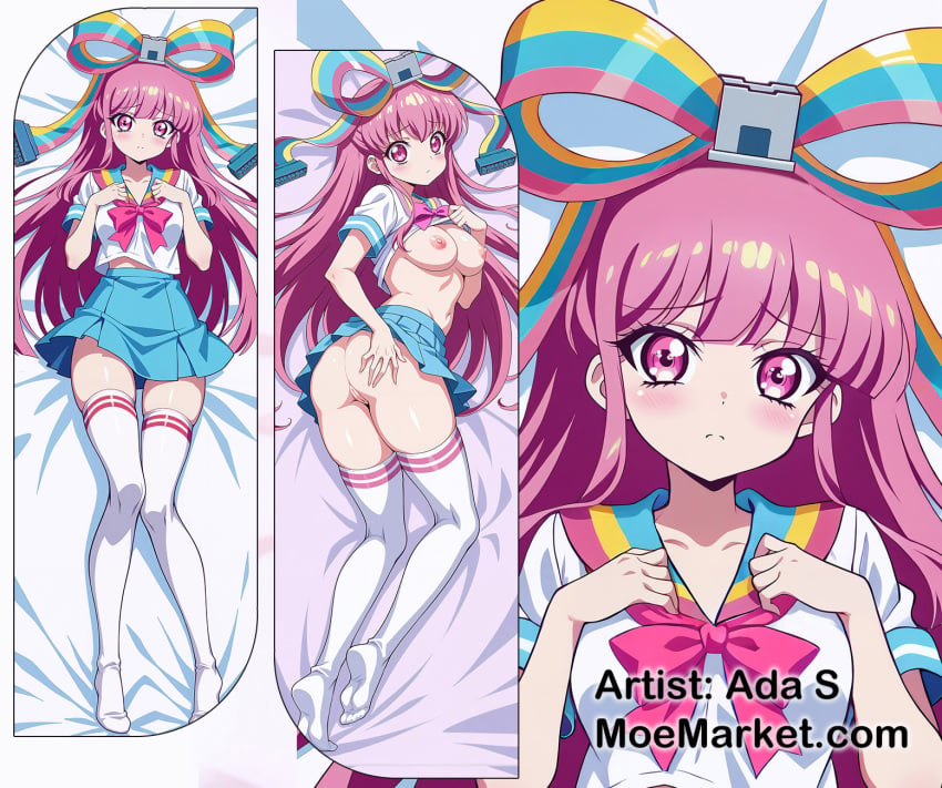 dakimakura giffany gravity_falls hair_ribbon long_hair looking_at_viewer pink_eyes pink_hair shirt short_sleeves