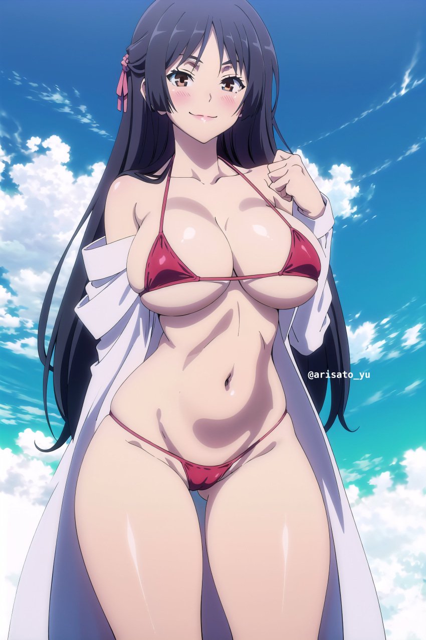 ai_generated akio_fudo arisato_yu big_breasts bikini trinity_seven