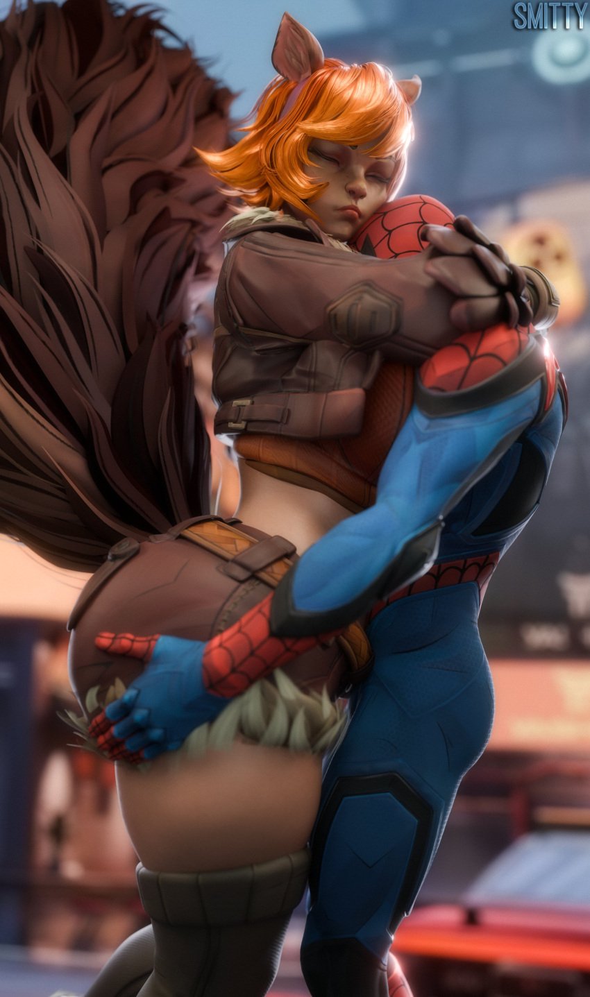 10th_straight_loss 1boy 1girls 3d 3d_(artwork) ass big_ass big_boobs big_breasts big_butt bigger_female boobs breasts comforting comforting_squirrel_girl_(meme) hugging larger_female light-skinned_female light_skin marvel marvel_rivals meme orange_hair orange_hair_female peter_parker shorter_male smaller_male smitty34 spider-man spider-man_(marvel_rivals) squirrel_girl_(marvel) standing taller_female taller_girl taller_woman thick_thighs thighs video_game_character