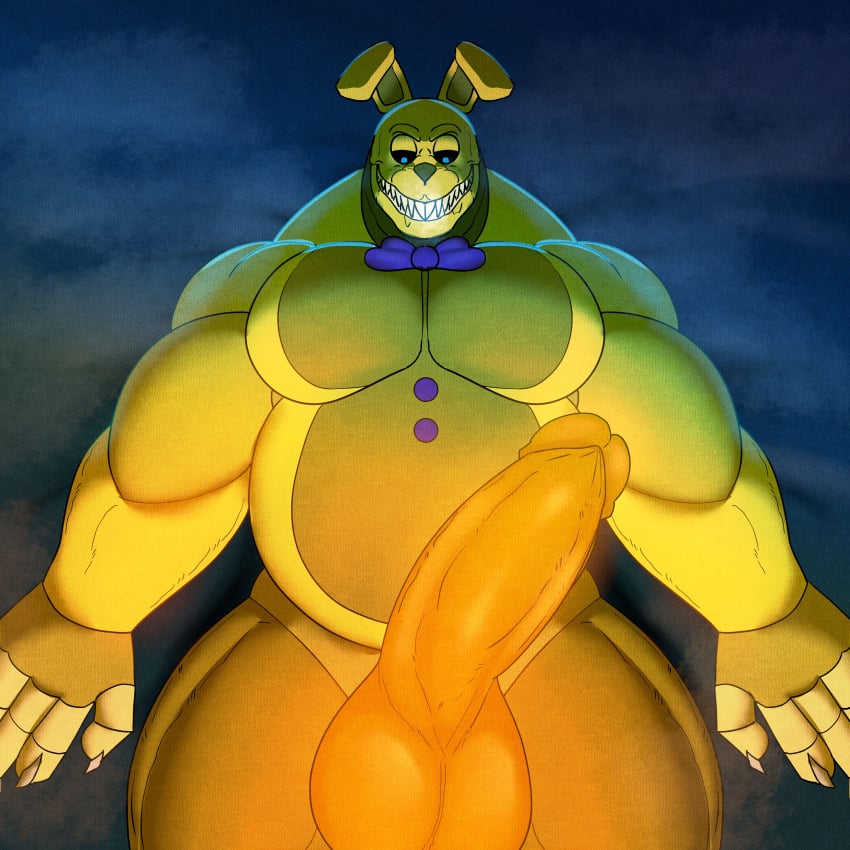 absurd_res animal_humanoid animatronic anthro balls bara bow_tie digital_media_(artwork) erection five_nights_at_freddy's five_nights_at_freddy's_3 genitals hi_res humanoid into_the_pit lagomorph leporid machine male male_only mammal nastybluepal nude penetration penis rabbit robot scottgames solo spring_bonnie spring_bonnie_(fnaf) springtrap springtrap_(fnaf) teeth yellow_body