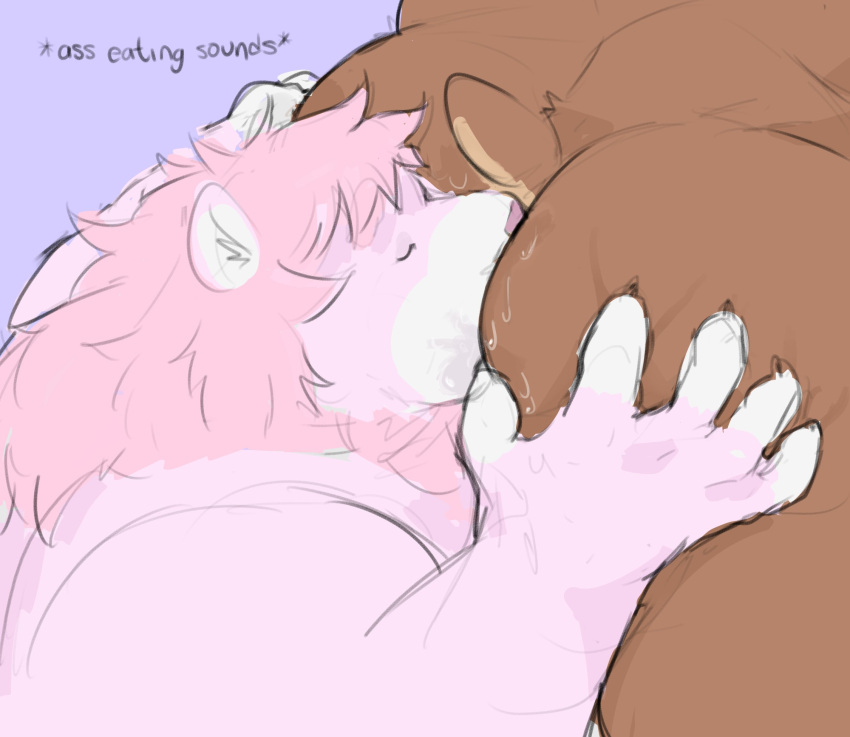 anal anthro ass bear butt_grab close-up closed_eyes digital_media_(artwork) duo faceless_character faceless_male felid fur gerald_(geratakes) geratakes hand_on_butt hi_res lion male male/male mammal mane oral pantherine pink_body pink_fur rimming rimming_male saliva_on_butt sean_(geratakes) sex sex_shot short_tail sound_effects tail