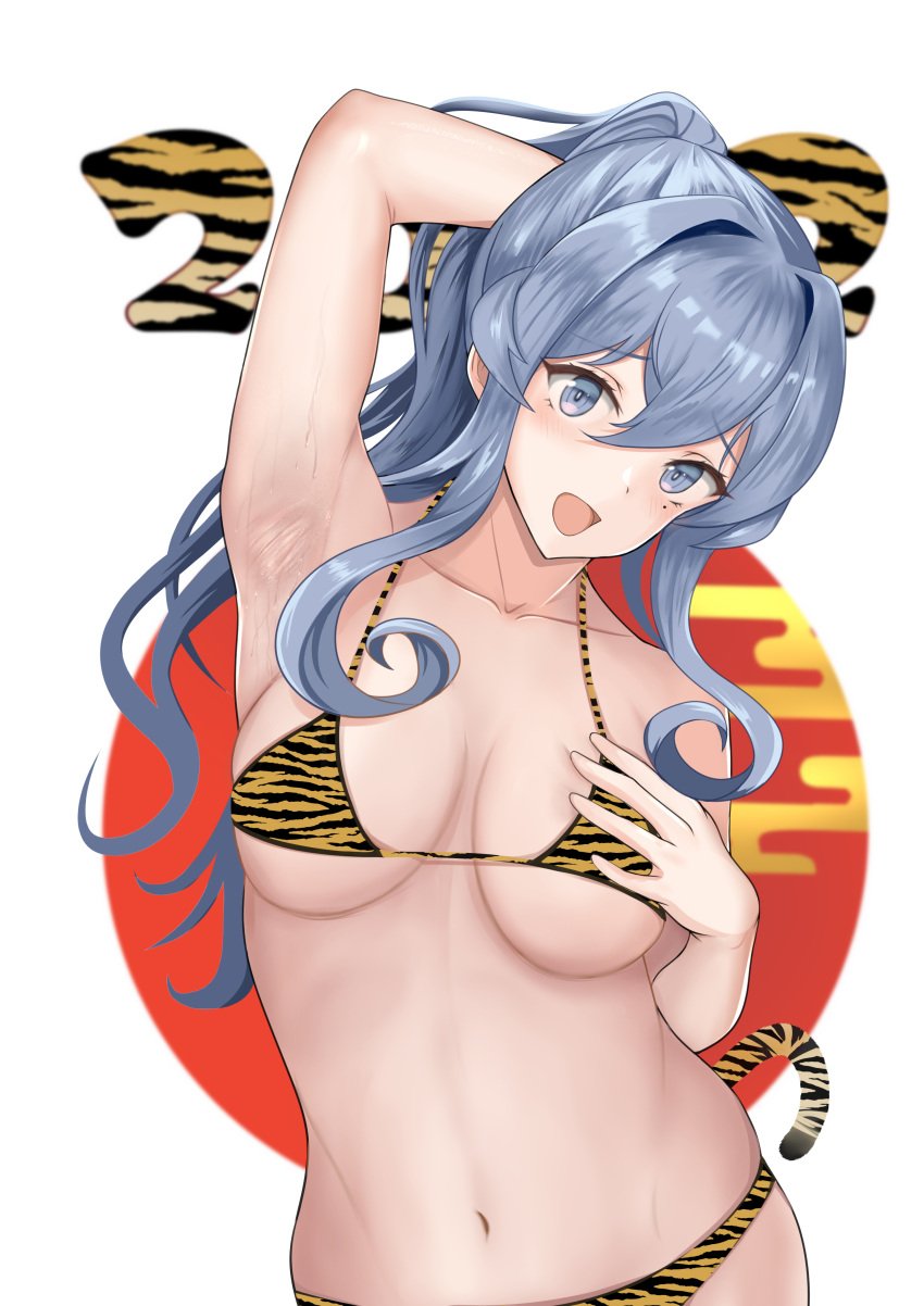 1girls arm_up armpits bajitohfu bare_armpits bare_arms bare_belly bare_chest bare_hands bare_hips bare_midriff bare_navel bare_shoulders bare_skin belly belly_button blue_eyebrows blue_eyes blue_eyes_female blue_hair blue_hair_female blush blushing_at_viewer blushing_female breast_squeeze breasts busty busty_female cleavage collarbone dot_nose elbows embarrassed embarrassed_female exposed exposed_armpits exposed_arms exposed_belly exposed_midriff exposed_shoulders eyebrows_visible_through_hair female female_focus female_only fingers gotland_(kantai_collection) hair_between_eyes half_naked half_nude hand_behind_head hand_on_breast hand_on_chest hand_on_own_breast hand_on_own_chest hand_up head_tilt high_resolution highres kantai_collection light-skined_female light-skinned light-skinned_female light_skin light_skin_female light_skinned light_skinned_female long_hair looking_at_viewer medium_breasts mole mole_under_eye naked naked_female naked_woman navel nervous nervous_expression nervous_face nervous_female nude nude_female nudity open_mouth open_mouth_smile parted_lips ponytail posing posing_for_the_viewer pressing_breasts shoulders shy shy_expression sidelocks simple_background slender_body slender_waist slim_girl slim_waist solo squeezing_breast squeezing_own_breasts standing thin_waist tiger_striped_bikini tiger_stripes tiger_tail tilted_head tongue underboob upper_body white_background