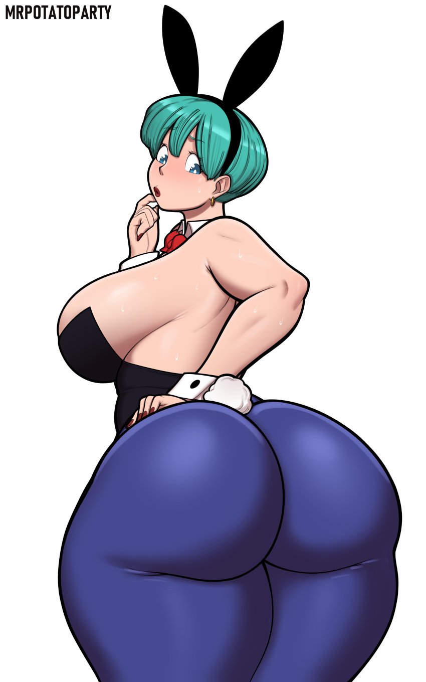 1girls 2022 absurd_res ass big_ass big_butt blue_hair blue_pantyhose bubble_ass bubble_butt bulma_(bunny) bulma_briefs bunny_ears bunny_girl bunny_tail bunnysuit bursting_breasts canonical_scene colored detached_collar dragon_ball dragon_ball_z fat_ass female huge_ass huge_butt large_breasts long_hair looking_back mature milf mrpotatoparty neck_ribbon pantyhose short_hair teal_hair thick_ass thick_thighs tight_clothing very_short_hair white_background wrist_cuffs