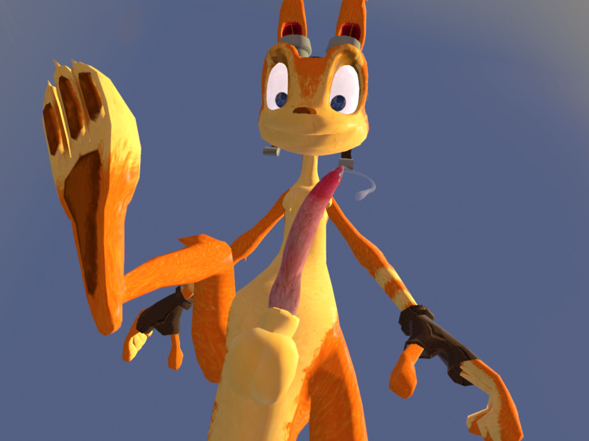 3d balls daxter erection first_person_view foot_focus jak_and_daxter looking_at_viewer male_only male_solo mammal mustelid ottsel penis precum solo solo_male squidink video_games