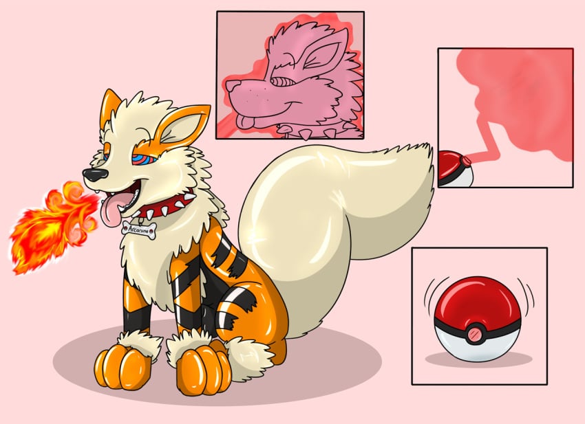 1boy 2011 anus arcanine canine collar erection fire fire_breathing fox0808 frisky-lime fur furry half-closed_eyes hyena hypnosis kneeling male male_only mammal markings mind_control name_tag nintendo nude open_mouth original_character paws penis poke_ball pokemon pokemon_(species) pokemon_rgby red_collar rubber sequence simple_background smile solo spiked_collar spikes spiral_eyes spotted_hyena stripes teeth testicles text toes tongue tongue_out video_games