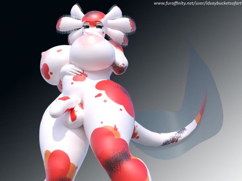 3d_model amphibian axolotl balls big_breasts blue_eyes breasts daysir dickgirl female idsaybucketsofart intersex long_tail looking_at_viewer nipples nude penis red_marks salamander solo thick_thighs white_skin