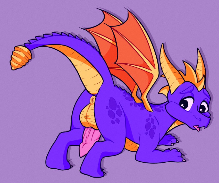 anus ass balls big_balls cute dragon feral horn horny_(disambiguation) male_only mythical penis presenting scales solo spyro spyro_the_dragon testes video_games wings wyvern