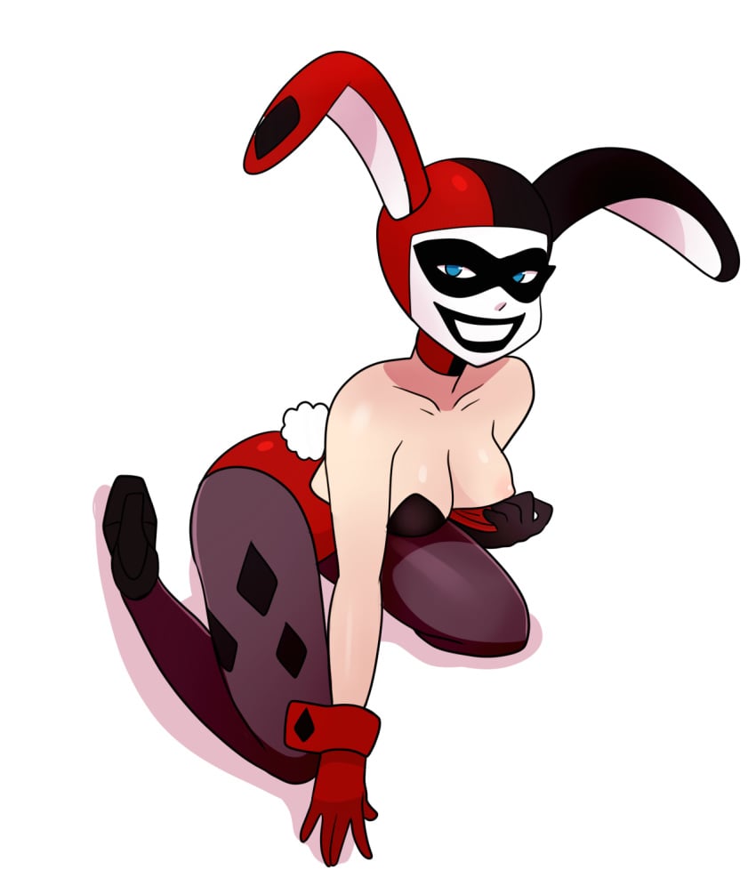 1girls arttmadness batman:_the_animated_series batman_(series) big_breasts black_lips bunny_ears bunny_girl bunny_tail bunnysuit cleavage dc dc_comics dcau female female_only harley_quinn harley_quinn_(classic) high_heels lipstick solo