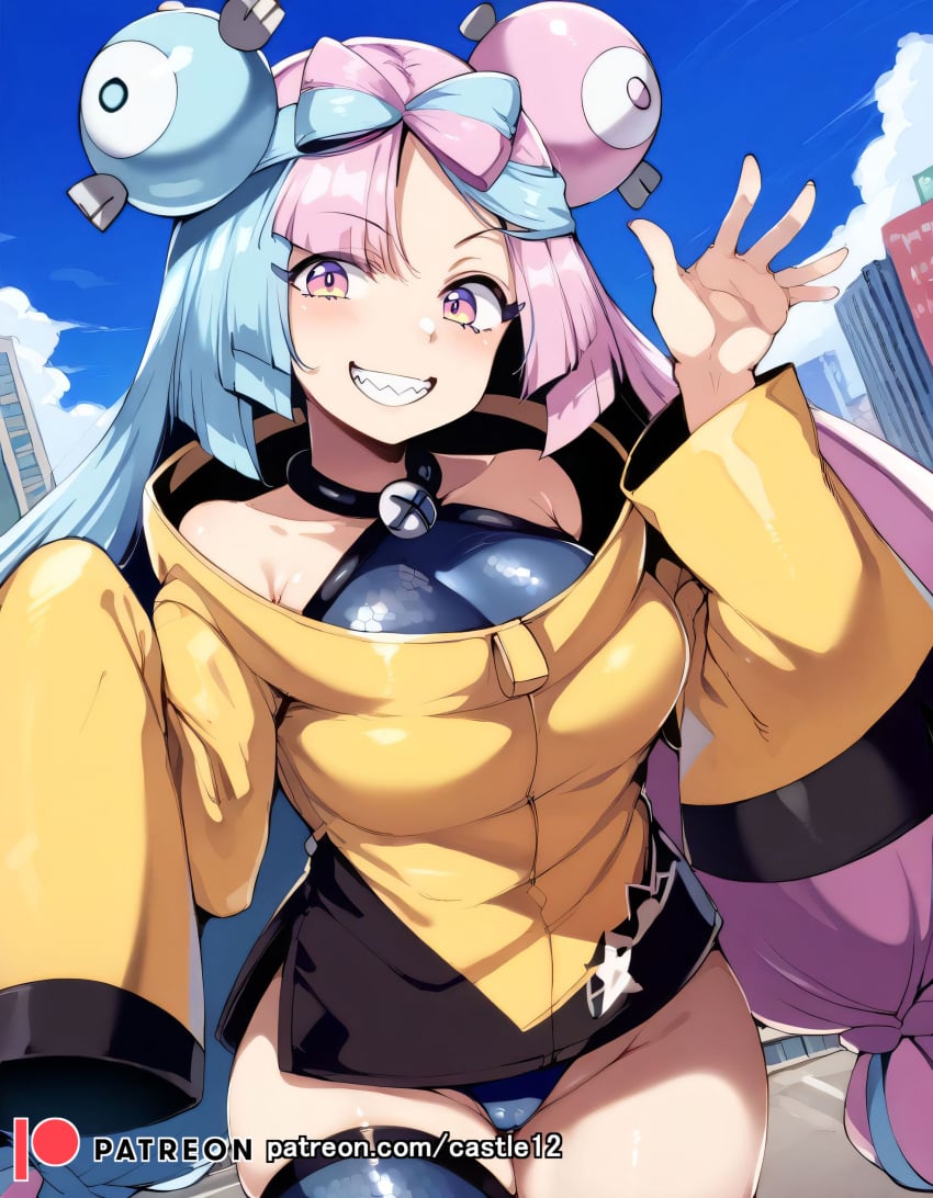 1girls ai_generated alternate_breast_size big_breasts breasts busty castle12 curvaceous curvy curvy_body curvy_female curvy_figure female huge_breasts iono_(pokemon) large_breasts pokemon sweat sweating sweaty sweaty_body sweaty_breasts thick_thighs thighs venus_body voluptuous