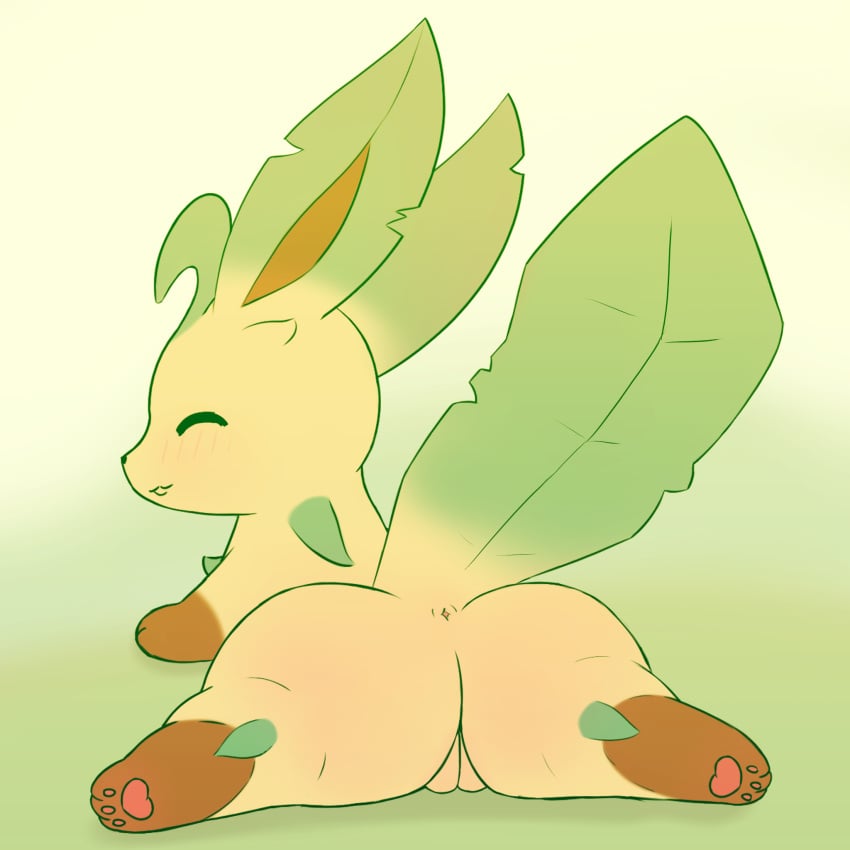 anus bmq eeveelution female feral generation_4_pokemon genitals hi_res innie_pussy leafeon lying mammal nintendo on_front plump_labia pokemon pokemon_(species) presenting presenting_pussy pussy slightly_chubby solo thick_thighs wide_hips