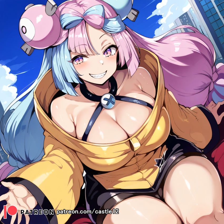 1girls ai_generated alternate_breast_size big_breasts breasts busty castle12 curvaceous curvy curvy_body curvy_female curvy_figure female huge_breasts iono_(pokemon) large_breasts pokemon sweat sweating sweaty sweaty_body sweaty_breasts thick_thighs thighs venus_body voluptuous