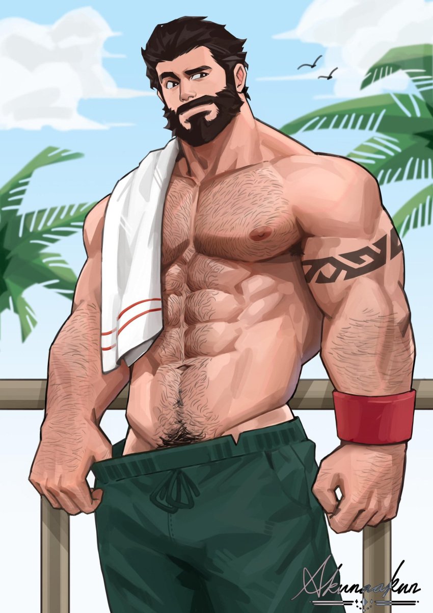 abs bara beard biceps clothing daddy hairy_chest kunkun586586 league_of_legends malcolm_graves male male_nipples male_only male_pubic_hair manly mature_male muscular_male nipples pecs pool_party_graves pool_party_series riot_games