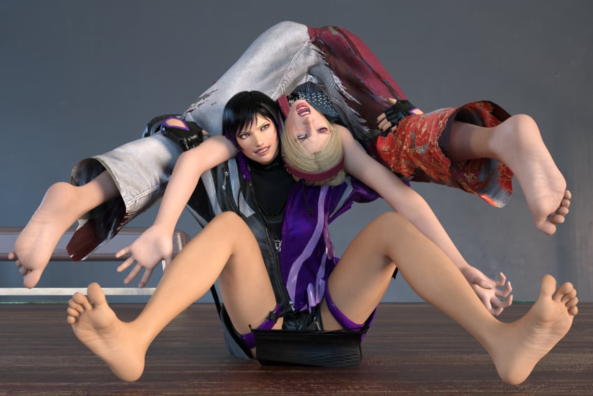 2girls 
female_only barefoot catfight choking feet female foot_fetish image_set lidia_sobieska piledriver piledriver_position reina_mishima ryona ryonafan45 tekken tekken_8 wrestling yuri