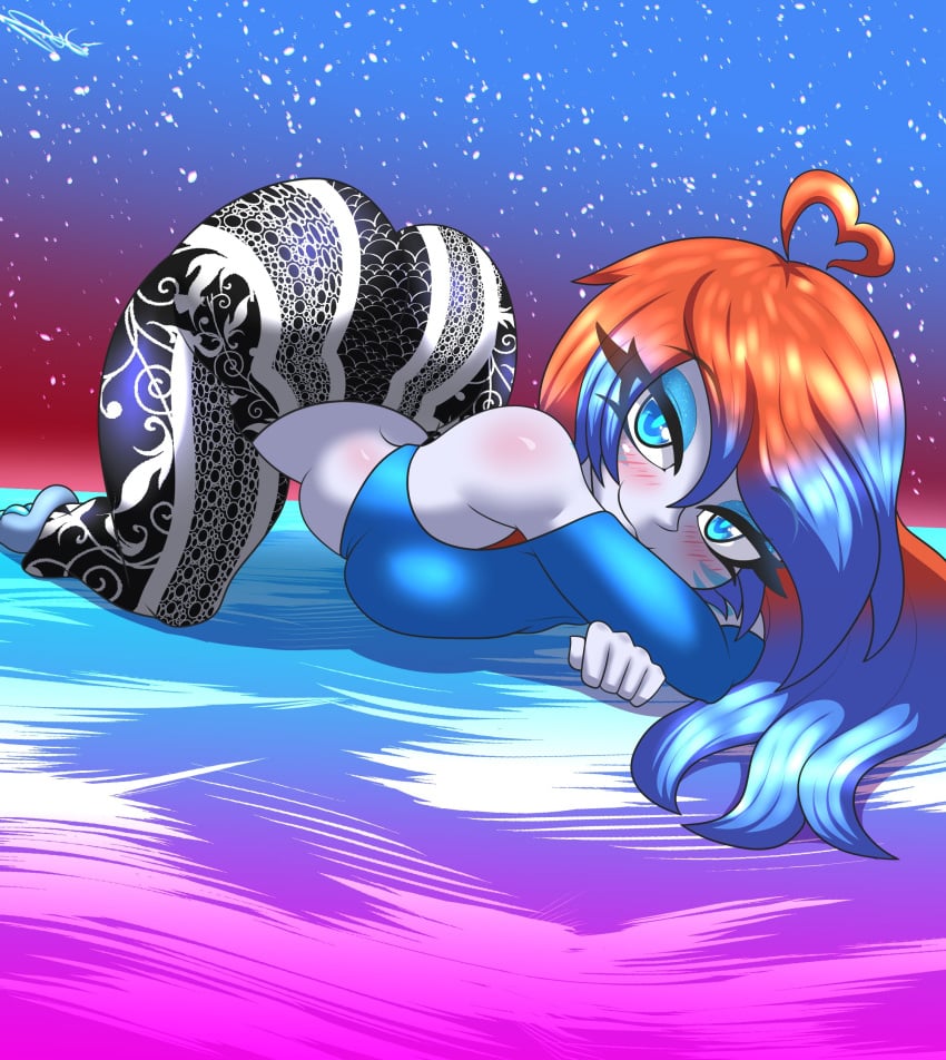 ass ass_up big_ass big_breasts blue_eyes blush flare_pants forbidden_pants looking_at_viewer monikacinnyroll tagme tagme_(artist) thick_thighs virtual_youtuber vtuber vtuberfanart white_skin