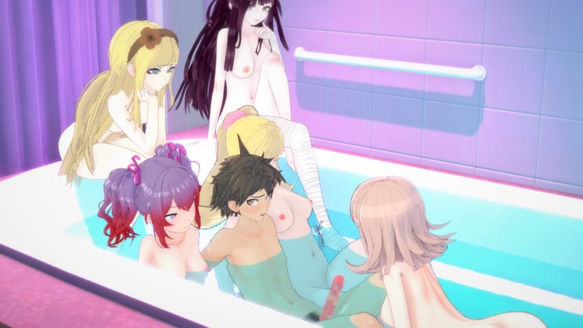 1boy 3d 5girls 5girls1boy bath bathroom blonde_hair brown_hair completely_nude crossover danganronpa danganronpa_2:_goodbye_despair danganronpa_another erection fanganronpa group_bathing harem hinata_hajime imminent_orgy imminent_sex koikatsu large_breasts large_penis light-skinned_female light-skinned_male medium_breasts multicolored_hair multiple_girls nanami_chiaki otonokoji_hibiki pink_hair purple_hair saionji_hiyoko sdra2 small_breasts sonia_nevermind super_danganronpa_2 super_danganronpa_another_2 surrounded_by_women tsumiki_mikan