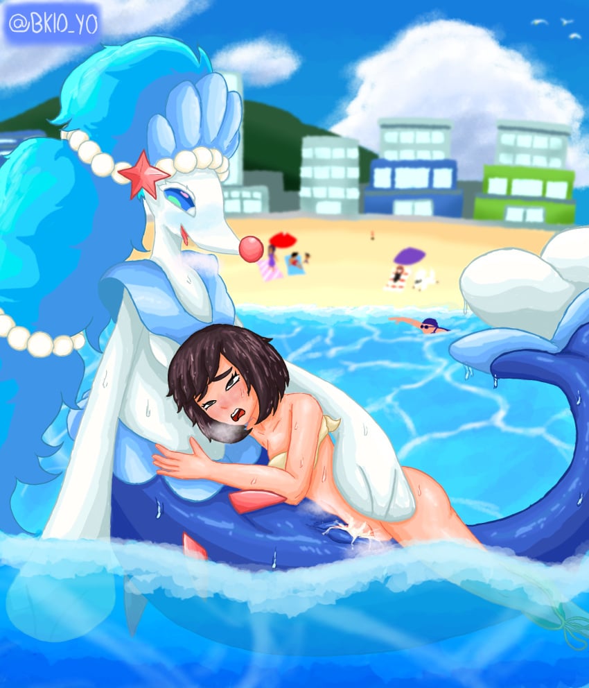 1futa 1girls alternate_version_available anthro beach bklo cum cum_in_pussy cum_inside cumming female feral futa_on_female futa_on_feral futanari futasub human_on_anthro in_water panties panties_around_one_leg pokemon pokemon_(species) pokemon_sm pokemon_trainer pokephilia primarina public public_sex selene_(pokemon) size_difference stealth_sex swimsuit tail vaginal_penetration water watermark