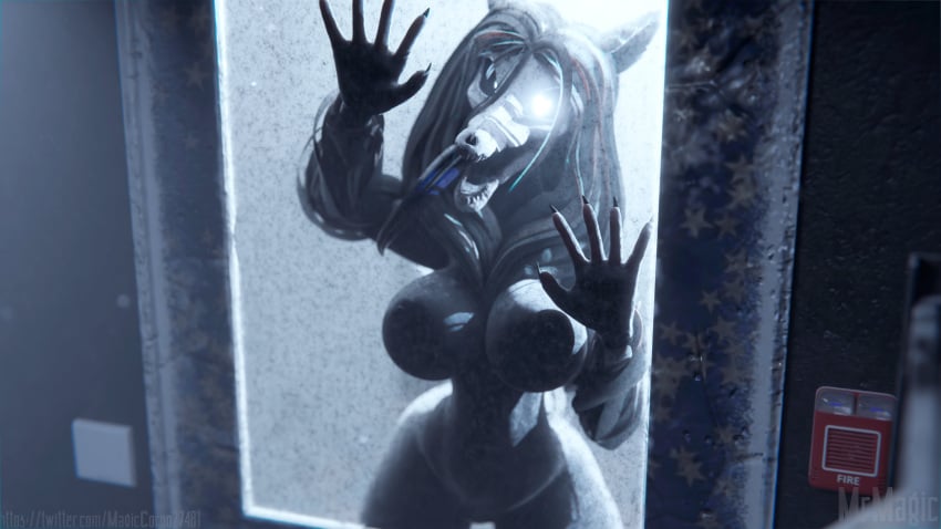 1girls breasts breasts_on_glass female female_only looking_at_viewer magiccorpo27481 mal0 malo scp-1471 scp-1471-a scp_foundation tagme window