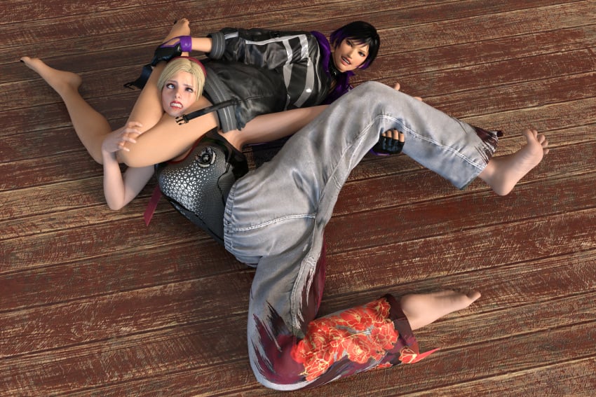 2girls barefoot choking feet female female_only foot_fetish image_set lidia_sobieska reina_mishima ryona ryonafan45 tekken tekken_8 thick_thighs thigh_choking thighs yuri