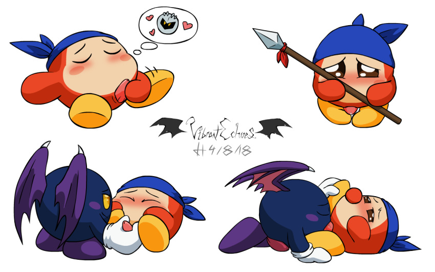 alpha_channel animal_genitalia bandana bandana_waddle_dee bandanna_dee blue_skin blush brown_eyes closed_eyes clothing duo embarrassed erection fantasizing fellatio gay gloves hand_on_penis kirby_(series) male male_only masturbation melee_weapon membranous_wings meta_knight nintendo oral orange_skin penis polearm precum red_skin saliva sex smile spear squint stroking thought_bubble vibrantechoes video_games waddle_dee waddling_head weapon wings yaoi yellow_eyes