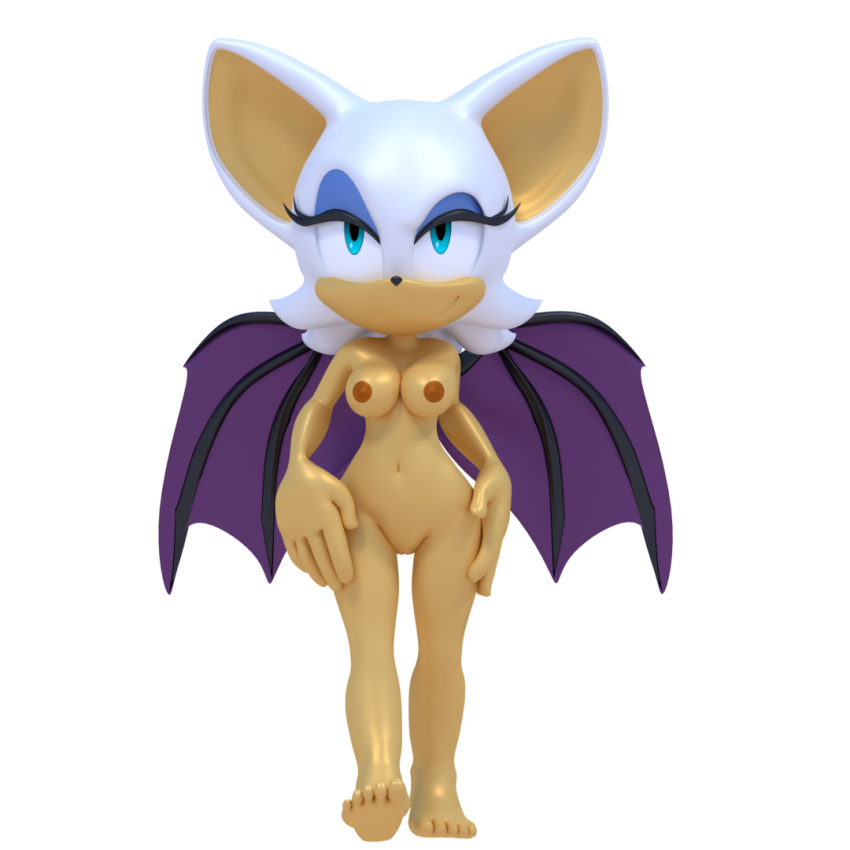 2018 3d 3d_model anthro bat breasts female makeup mammal mobian mobian_(species) mobian_bat nipples nude pussy rotalice2 rouge_the_bat sega smile smirk sonic_(series) sonic_adventure_2 sonic_the_hedgehog_(series) walking wings