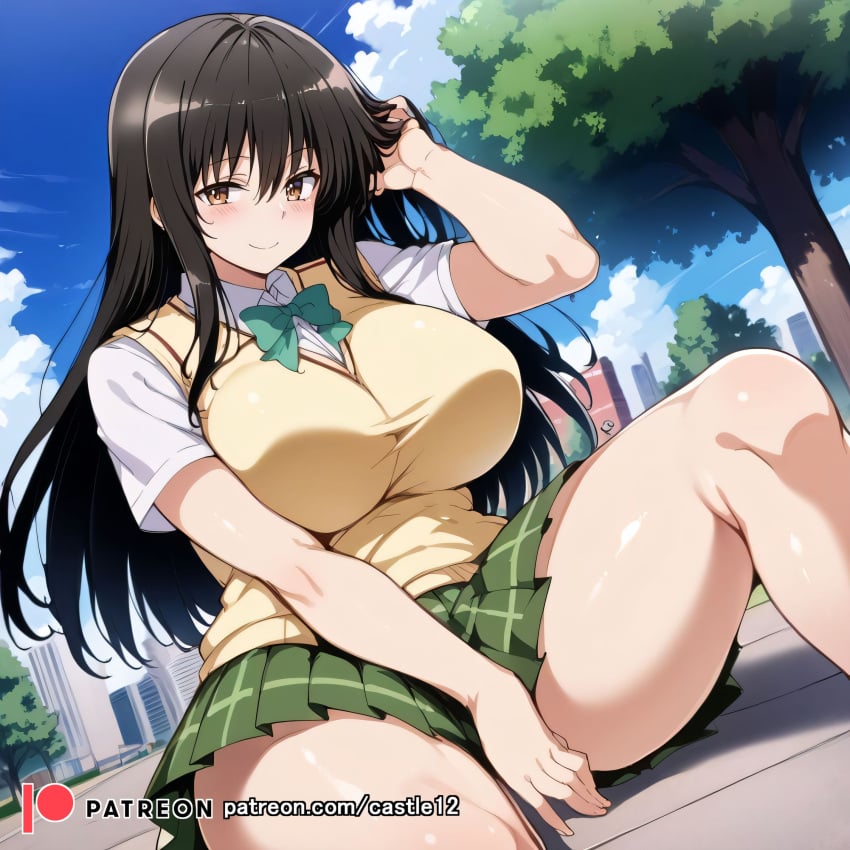 1girls ai_generated alternate_breast_size big_breasts breasts busty castle12 curvaceous curvy curvy_body curvy_female curvy_figure female huge_breasts kotegawa_yui large_breasts sweat sweating sweaty sweaty_body sweaty_breasts thick_thighs thighs to_love-ru venus_body voluptuous