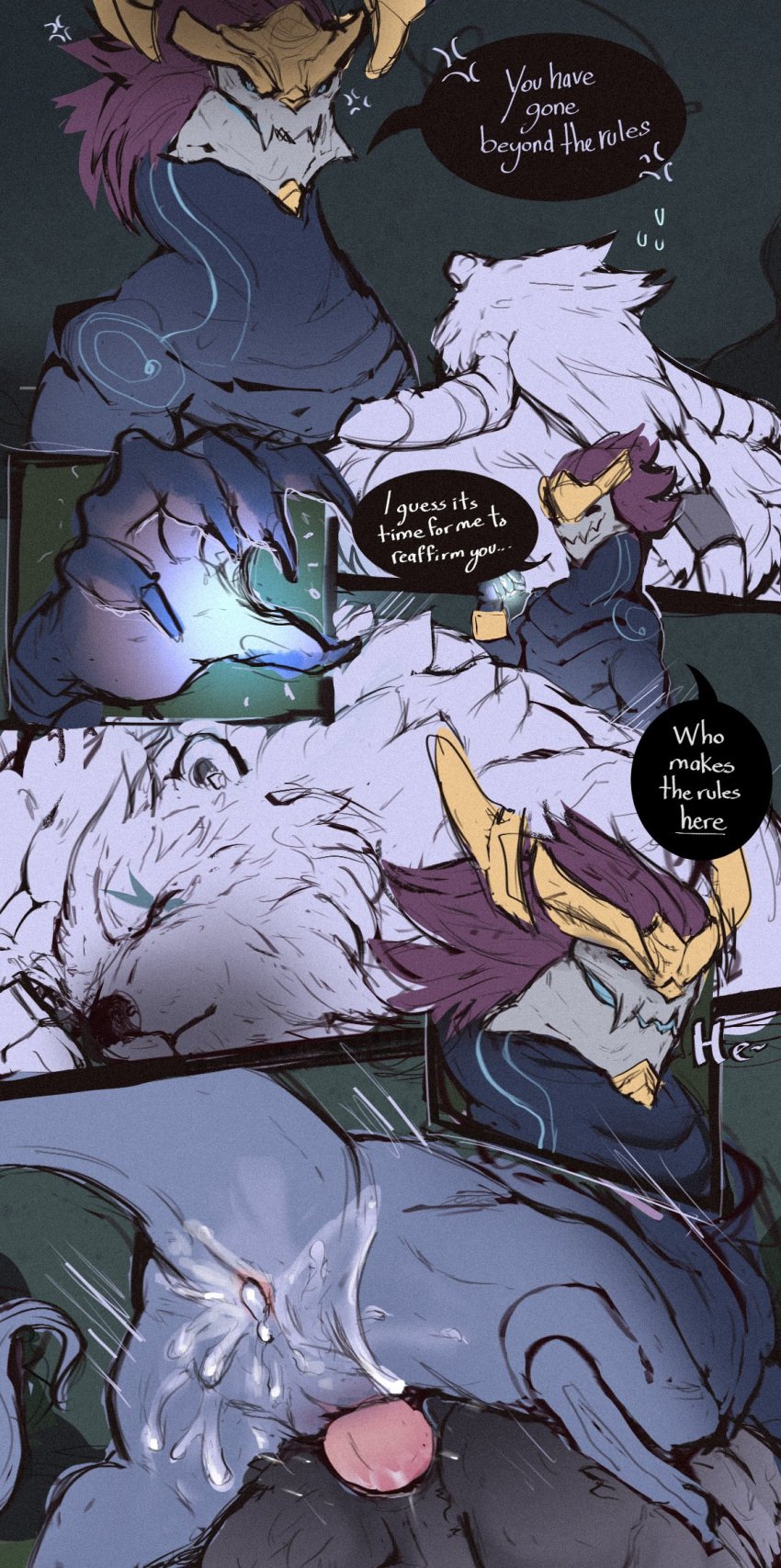 anal anal_sex animal_genitalia anthro ass aurelion_sol bear big_dom_small_sub bodily_fluids cloaca comic cum cum_in_top&#039;s_ass cum_on_butt dialogue dominant dominant_male dragon duo eastern_dragon english_text from_behind_position genital_fluids genitals hi_res league_of_legends magic male male/male male_penetrated male_penetrating male_penetrating_male mammal mounting mythological_creature mythological_scalie mythology na1su penetration penile penile_penetration penis_in_ass polar_bear questionable_consent riot_games role_reversal scalie sex size_difference sleep_sex sleeping tencent text ursine volibear