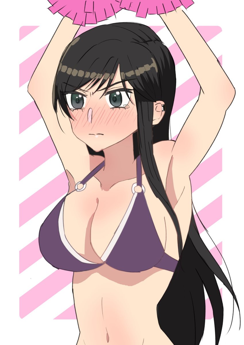 aoyagi_tsubaki armpits background blush bra breasts cheering d4dj tears yagami_sua