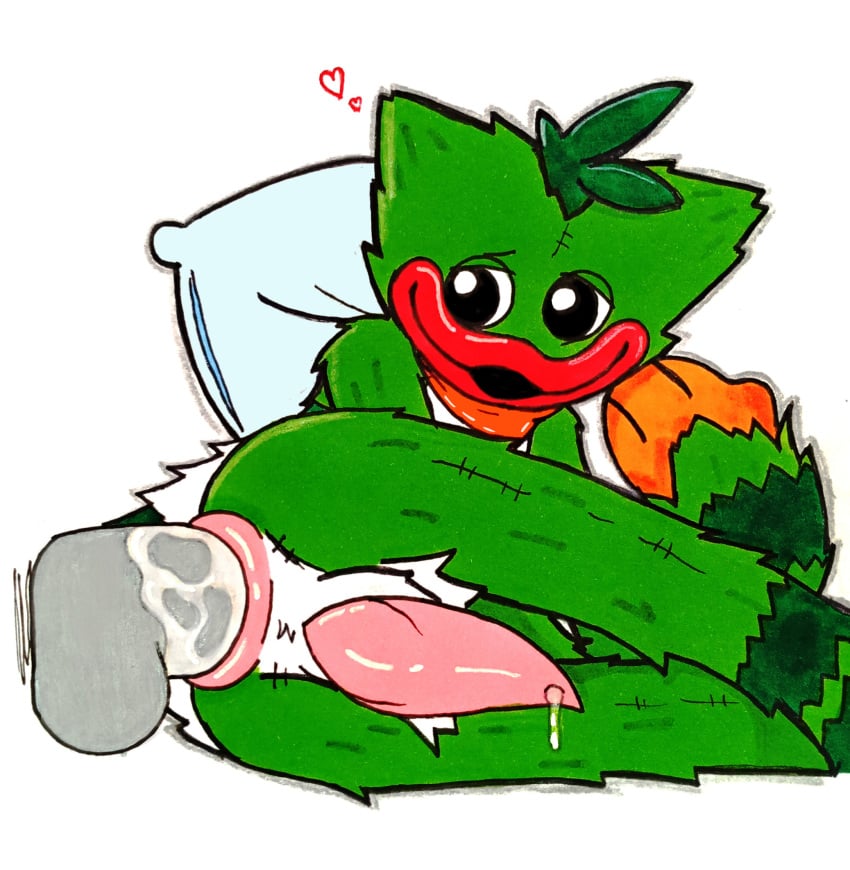 anal anal_sex animate_inanimate anus ass bandana bodily_fluids disembodied_penis dripping female fur furred_monster genital_fluids genitals glury_the_unown gnarly_charly_(character) green_body green_fur hi_res humanoid kerchief lips living_plushie living_toy looking_back lying male male/male mob_entertainment mohawk neckwear on_side open_mouth penetration penis pillow pink_penis plushie poppy_playtime precum precum_drip puffy_anus tapering_penis thick_lips wuggy_(poppy_playtime)