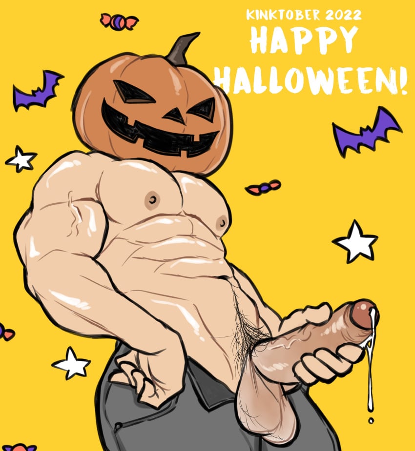 abs balls bara biceps big_balls big_penis boner cum erection halloween holidays hoybarartist male male_nipples male_only manly masked_only masturbation muscular_male nipples object_head pecs penis pumpkin pumpkin_head pumpkin_head_(character) solo solo_male