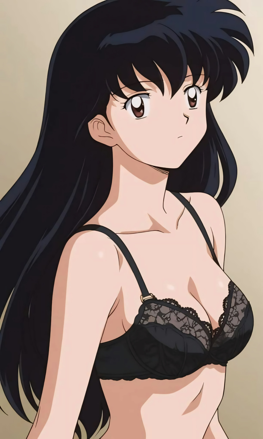 1girls ai_generated alone artist_request black_bra black_hair black_hair_female bra brown_eyes brown_eyes_female female female_only girl_only inuyasha kagome_higurashi lingerie long_hair long_hair_female looking_at_viewer medium_breasts only_female only_girl remastered semi_nude solo solo_female solo_focus teen_girl teenage_girl upscaled young young_female young_girl young_woman