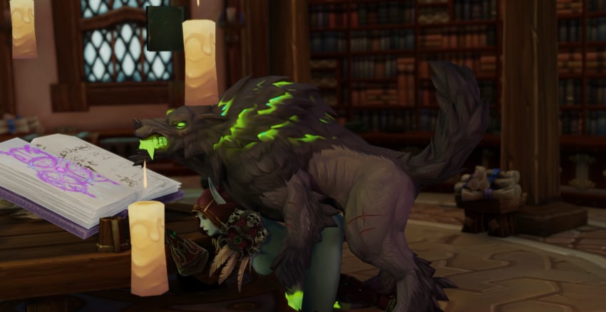 blizzard_entertainment dubious_consent elf elf_ears elf_female forced forsaken forsaken_female hati hood_up knot knotting larger_male magic pale-skinned_female pale_skin red_eyes size_difference smaller_female sylvanas_windrunner undead undead_(warcraft) undead_female warcraft warcraft_3 wolf worg world_of_warcraft zoophilia