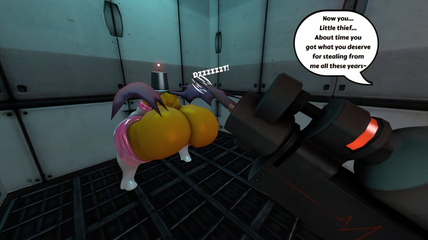 100acrew 1girls 2025 anthro ass ass_focus bat_girl bent_over brainwashed bucket_helmet chum_bucket chum_bucket_bucket_helmet dialogue drone female female_only hands_on_wall huge_ass mind_control mobian mobian_(species) nude rouge_the_bat sega sfm sonic_(series) sonic_the_hedgehog_(series) source_filmmaker speech_bubble