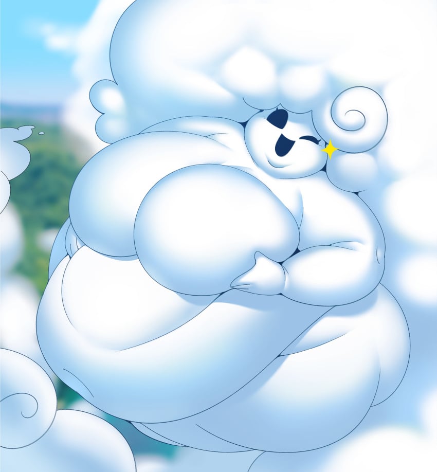 1girls bbw character_request chubby chubby_female cloud cloud_girl female mintrimo