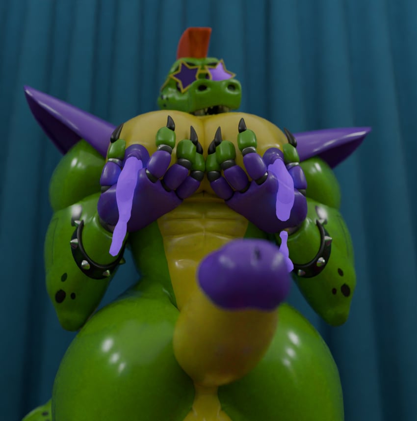 alligator alligator_tail alligatorid alligatorid_humanoid animatronic anthro anthro_male biceps black_nails clawed_fingers claws crocodile crocodile_tail crocodilian crocodylid eye_wear face_paint facial_markings fingerless_gloves five_nights_at_freddy&#039;s five_nights_at_freddy&#039;s:_security_breach fnaf green_body green_scales green_skin long_nails machine male male_only milk_drip milk_leaking milking mohawk mohawk_(hairstyle) montgomery_gator_(fnaf) muscle muscles muscular_anthro muscular_body muscular_furry muscular_male non_human red_eyes red_hair reptile reptile_humanoid robot robot_anthro robot_humanoid scales scalie scottgames shades sharp_teeth shoulder_pads solo solo_male spiked_bracelet spikes spotted_body star_shades steel_wool_studios sunglasses tail_markings two_tone_body unusual_bodily_fluids yellow_body yellow_scales yellow_skin