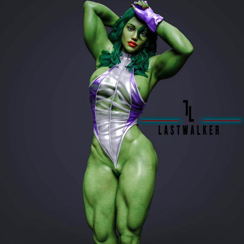 1girls 3d areola_slip areolae big_breasts breasts female green_skin lastwalkernsfw marvel nipples pussy she-hulk solo