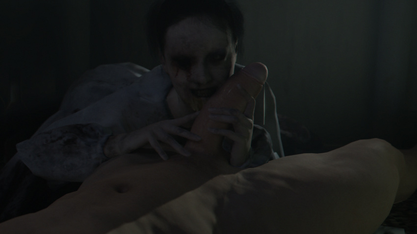 1boy 1girls 2016 3d absurdres big_penis black_hair clothed_female_nude_male clothes dark_image erection female ghost hair hands highres human indoors leeterr lisa lisa_(p.t) male nightmare_fuel nose pale-skinned_female pale_skin shiny shiny_skin silent_hill silent_hills source_filmmaker teeth