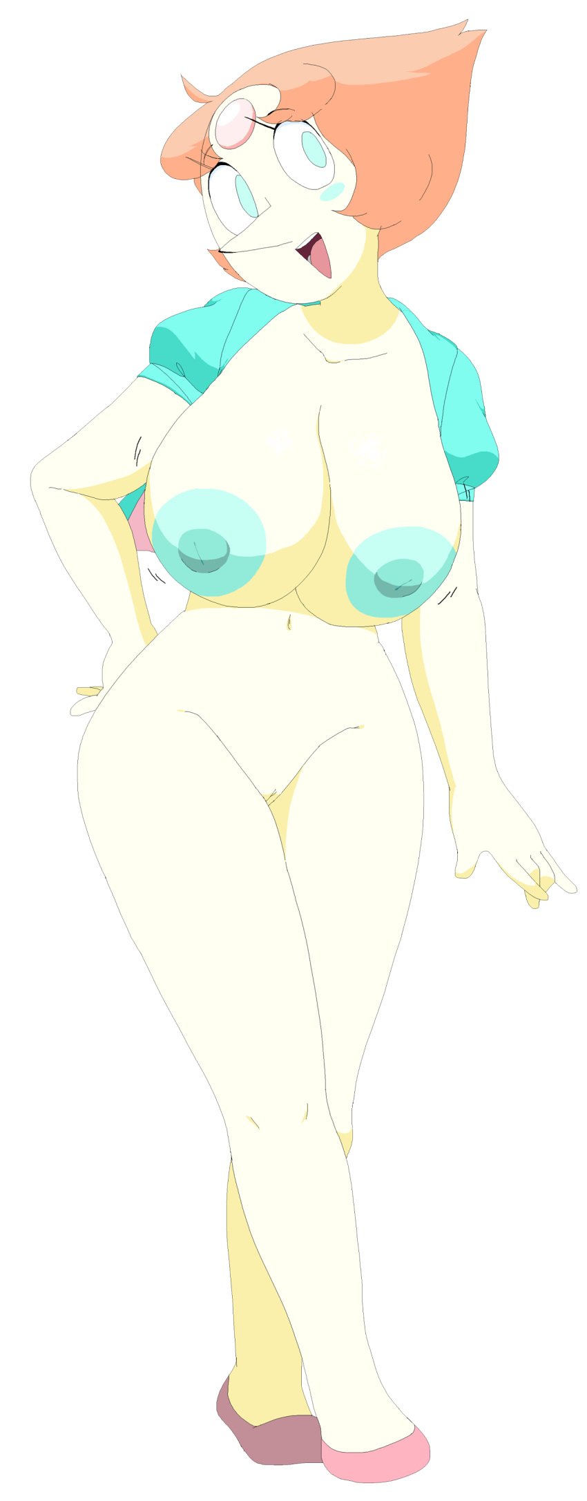 1girls aqua_eyes big_areola big_nipples bimbo blue_eyes blue_skin bottomless breasts cartoon_network cleavage curvy erect_nipples feet female female_only gem_(species) hoshime huge_areolae huge_breasts inverted_nipples orange_hair pearl_(steven_universe) pink_shoes pink_slippers pose puffy_nipples pussy red_hair shoes short_hair solo source_request steven_universe thick_thighs voluptuous wide_hips