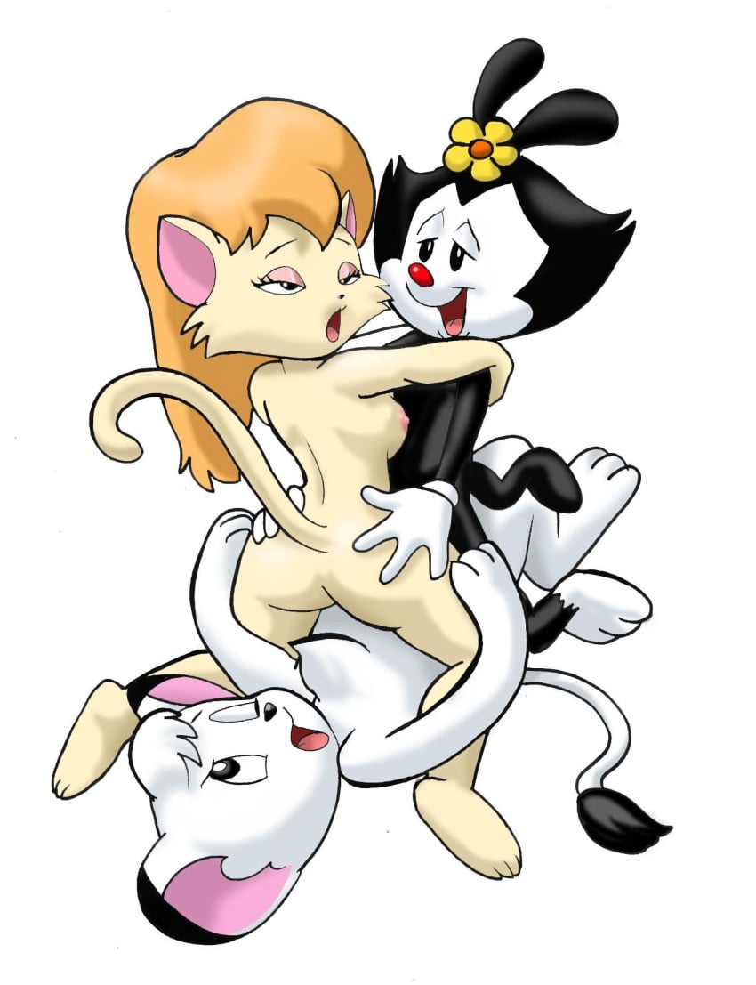 animaniacs cleo_catillac dot_warner female flat_chest flower kimba kimba_the_white_lion multiple_girls the_catillac_cats young yuri