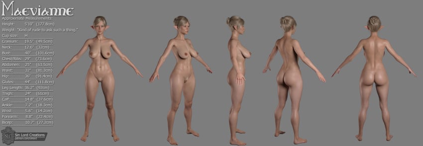 1girls 3d areolae ass ass_cheeks ass_crack asscheeks asscrack belly belly_button blonde_hair blue_eyes boobs breasts butt_cheeks butt_crack buttcheeks buttcrack character_sheet elf elf_ears elf_female female female_only maevianne_(sinlord) naked naked_female naked_woman navel nipples nude nude_female nude_woman pubic_hair sinlord slushe_(website) tits tummy turnaround