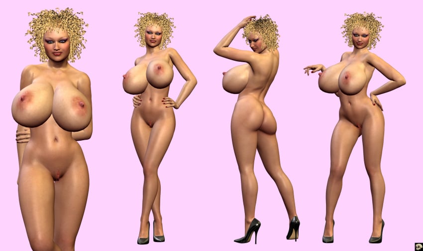 1girls 3d back_view bare_shoulders big_breasts blonde_hair blue_eyes breasts busty butt_crack cleavage curvy dat_ass erect_nipple erect_nipples female female_only front_view hand_on_hip hands_on_hip hands_on_hips high_heels hope_(xskullheadx) hourglass_figure human lipstick looking_at_viewer looking_back makeup nail_polish naked naked_footwear naked_heels nude ponytail pose posing red_lipstick shaved_pussy shiny shiny_skin short_hair sideboob simple_background solo standing table tied_hair voluptuous wide_hips xskullheadx