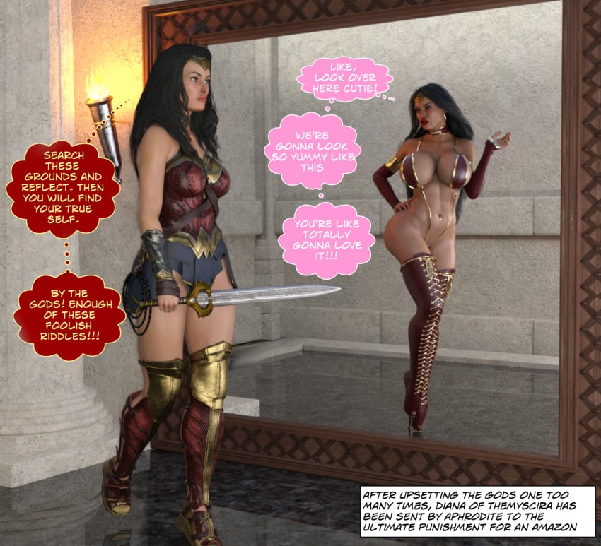 1girls 3d abs amazon amazonian artist_request ass_expansion before_and_after big_ass big_breasts bikini bimbo bimbo_body bimbofication black_hair blue_eyes boots brainwashing breast_expansion breasts_bigger_than_head choker collar corruption curse dc dc_comics dialogue diana_prince earrings female_only femsub fit fit_female forced g-string g_string heeled_boots heels hourglass_expansion hourglass_figure humiliation hypnosis lipstick long_boots long_hair magic mind_control mirror mirror_reflection navel perfect_body pierced_belly_button piercing pose posing punishment red_lipstick revealing_swimsuit royalty sex_slave slut slutty_outfit solo solo_female solo_focus speech_bubble spell string_bikini superheroine sword text text_box thought_bubble tiara unaware whore wonder_woman wonder_woman_(series)