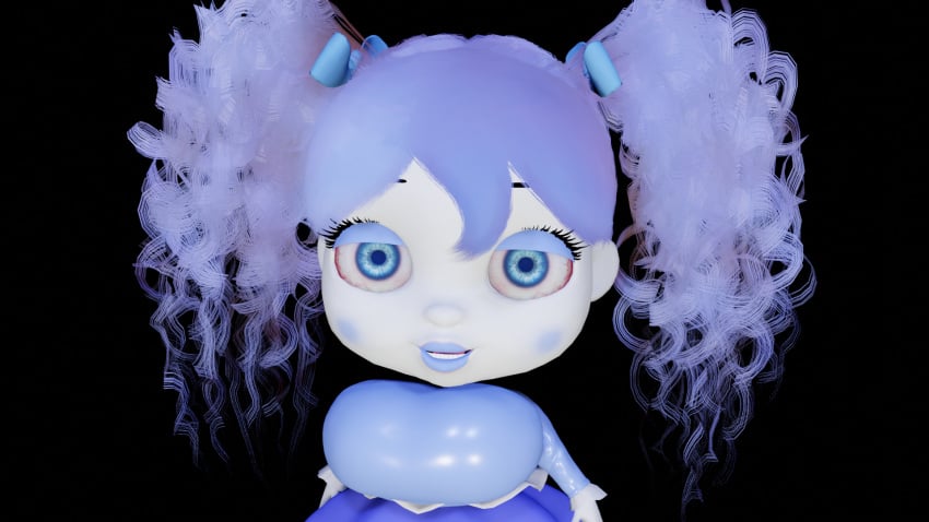 black_background blue_blush blue_dress blue_hair blush poppy_(poppy_hoetime) poppy_(poppy_playtime) poppy_playtime poppyhoetime_(fangame) white_skin